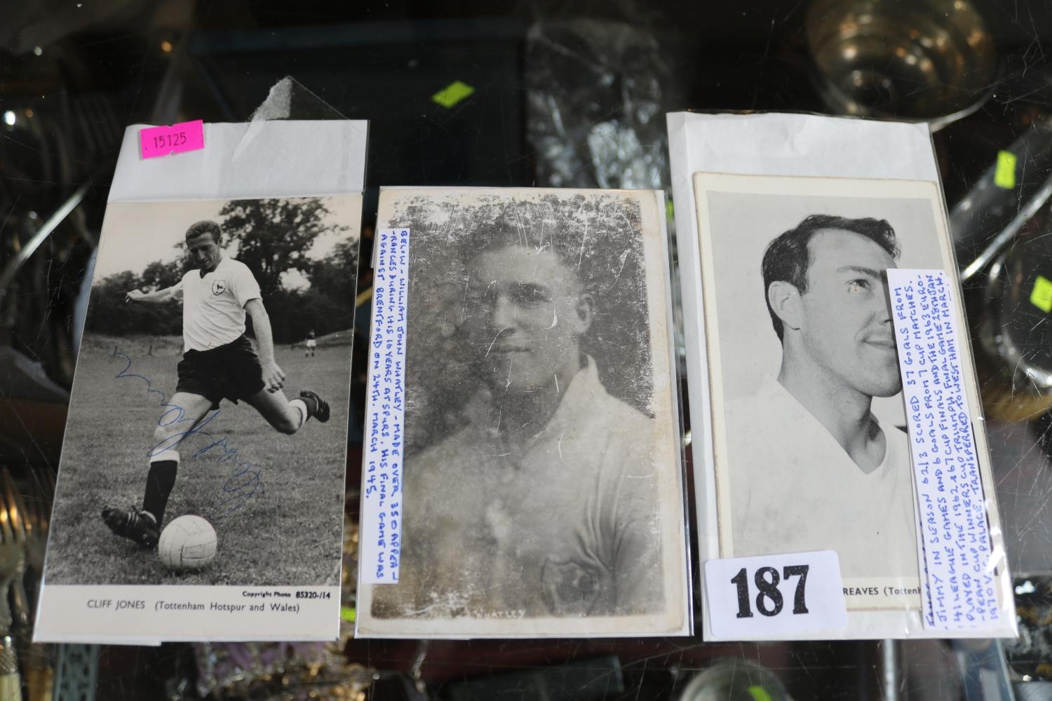 Cliff jones Signed Photo, Jimmy Greaves Sepia & William John Whateley