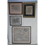 Collection of 4 Maps inc. Huntingtonshire by Robert Morden, Hampshire, Yorkshire and Surrey