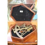 Large Brass Sextant in Hardwood Brass bound case