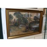 Large Framed Watercolour of a Village scene Signed A Stoddart Dell 1884