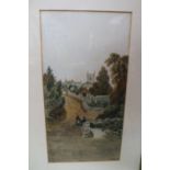 Framed 19thC Watercolour entitled Lustleigh South Devon by F Walters mounted and framed
