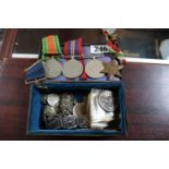 Collection of assorted WWII Medals and assorted Coins and bygones