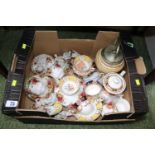 Box of assorted Tea ware and ceramics inc. Royal Albert, Capodimonte cherubs etc