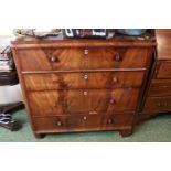19thC Mahogany Bureau Chest with fitted interior