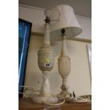 Pair of White Marble Table Lamps