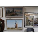Samuel Burden 'Aylsham Mill' Oil on board and 2 other pictures