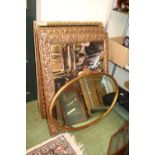 Collection of Gilt Gesso framed Pictures and a Oval Gesso framed wall mirror