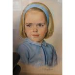 Pastel of a Young Girl framed and mounted Anthony Harper dated 1965