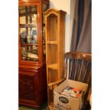 Narrow Pine domed bookcase of 4 Shelves