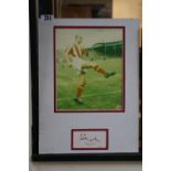 Framed Colour photograph of Stanley Matthews signed in Pen with COA PSA5121