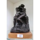 Homage to Gustav Klimt 'The Kiss' 1994 Austin mounted on wooden base and another figure