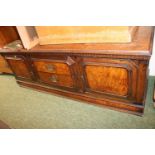 Long Oak low cabinet and drawer unit