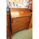 Edwardian Mahogany fall front bureau with inlaid shell motif