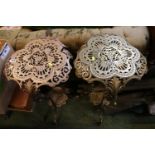 Pair of Good Quality Brass Jardinière stands of Pierced design with under tiers