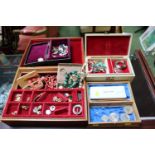 Jewellery Box and assorted jewellery inc. Scottish Silver Polished Agate Brooch, Earrings,