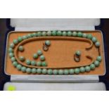 Jade Beaded strung necklace with matching earrings and extra beads