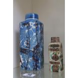 2 Royal Copenhagen Faience vases with blue underglaze marks to base 780/3259 & 721/3258 22cm and
