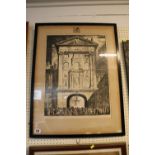Large Framed and mounted etching indistinctly signed and a unframed limited edition print