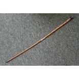 Early 20thC Silver topped Bamboo swagger stick 75cm in Length