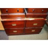 Leather topped Military style chest of 2 over 2 drawers