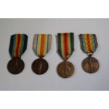 Collection of four World War 1 inter-allied forces victory medals to include, USA, Belgium, France