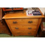 Satinwood Chest of 3 drawers with metal drop handles