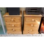 Pair of Modern Pine Bedside chest of 3 drawers