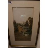 Framed 19thC Watercolour entitled Lustleigh South Devon by F Walters mounted and framed