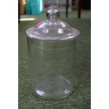Advertising; Wright & Sons Clear Glass Biscuit barrel