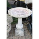 Large Concrete Garden Bird Bath on square base