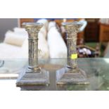 Pair of Silver Corinthian Column Candlesticks Birmingham 1904