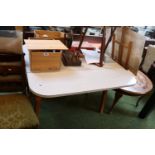 Retro Melamine topped kitchen table with drop leaves