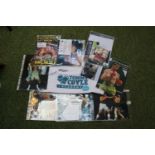 Collection of Sporting and boxing related Photographs and a Tommy Coyle signed T Shirt
