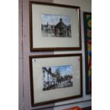 Pair of Framed and mounted watercolours depicting Houghton Scenes signed R Siger