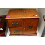 Oak Cased Edwardian smokers Cabinet with drop handles and applied shield - complete with Key