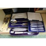 Collection of assorted boxed Flatware and a Boxed set of 6 Silver handled butter knives