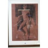 Nicholas Beer of Sarum Studio Charcoal sketch of Nude against staircase 46 x 66cm, Framed and