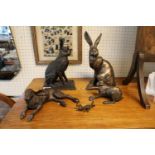 Collection of Hare Models inc. a small Bronze Hare (5)