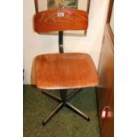 Mid Century Plywood Machinists chair on Chrome frame