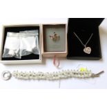 Ted Baker Ladies bead bracelet, 2 Pandora Charms, Gold Plated Silver Heart ring and a Designer style