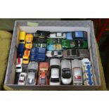 Box of assorted Play worn toy vehicles inc. James bond Aston Martin etc