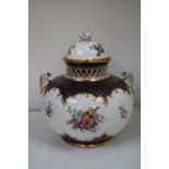 Early 20thC Fine Crown Staffordshire Floral & Gilded Pot Pourri