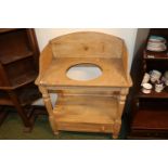 Stripped Pine Edwardian washstand of turned construction over single drawer base