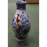 Interesting Shaped Masons Ironstone Exotic Birds and flora decorated vase 46cm in Height