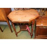 Edwardian Mahogany shaped top window table with galleried under tier
