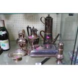 Collection assorted Silver plated tableware inc. Chamberstick. Sugar Caster, Hot water jug etc