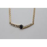 Ladies 9ct Gold Sapphire & Diamond set Necklace 6g total weight
