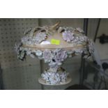 Edwardian Brevete Brianchon A Paris floral glazed table centrepiece comport