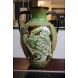 Large 19thC Brannam Art Pottery two handled double handled vase. 35cm in Height