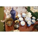 Chinese Blue and White Tea set, Pair of Cloisonne vases and assorted ceramics